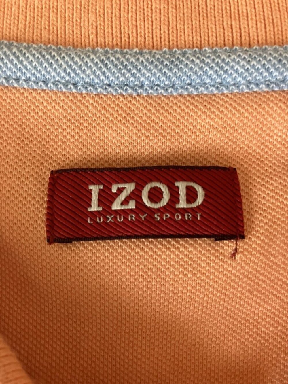 Izod luxury sport men's cotton pique polo solid peach interlock short sleeve L - Picture 5 of 8